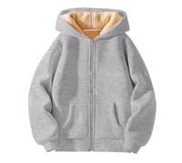 Sweat à capuche d'hiver en polaire pour enfant - Fermeture éclair complète - Doublure épaisse - Combinaison bébé, gris, 11-12 ans