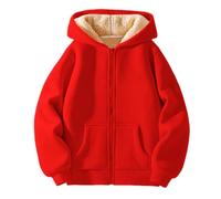 Sweat à capuche d'hiver en polaire pour enfant - Fermeture éclair complète - Doublure épaisse - Veste demi-saison pour femme, RD2, 13-14 ans