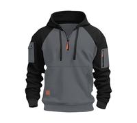 Sweat à capuche d'hiver épais pour homme - Pull de style américain doublé en polaire, veste à fermeture éclair résistante au froid avec cordon de serrage de poche, gris foncé, XL