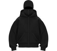 Sweat à capuche d'hiver for homme avec cagoule Sweat à capuche décontracté for homme avec fermeture éclair et poche Veste chaude coupe-vent Sweat à capuche ample for homme Sweat à capuche Ninja surdim