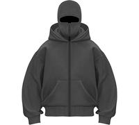 Sweat à capuche d'hiver for homme avec cagoule Sweat à capuche décontracté for homme avec fermeture éclair et poche Veste chaude coupe-vent Sweat à capuche ample for homme Sweat à capuche Ninja surdim