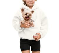 Sweat à Capuche d'hiver pour Fille avec Poche Kangourou et Pochette pour Transporter Un Animal,Offrant Un Espace de Rangement GéNéReux(White, 140)