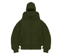 Sweat à capuche d'hiver pour homme avec cagoule - Pull de sport à manches longues - Tendance - Léger - Couleur unie - Confortable - Pour les loisirs en plein air - Sweat-shirt avec masque, Vert noir