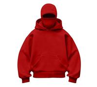 Sweat à capuche d'hiver pour homme avec cagoule uni décontracté, rouge, M