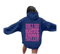 Sweat à capuche « Don't Take These Beautiful Things That I'Ve Got Letter » - Tendance - Essentiel - Y2K - Graphique décontracté avec capuche - Workou - Uni - Tendance - Esthétique, bleu, M
