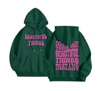 Sweat à capuche « Don't Take These Beautiful Things That I'Ve Got Letter » - Tendance - Essentiel - Y2K - Graphique décontracté avec capuche - Workou - Uni - Tendance - Esthétique, vert foncé, M