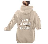 Sweat à capuche doux à manches longues avec inscription « I Am A Child of God » - Pour adolescents - Tendance - Graphique - Université - Vêtements confortables et fins - Y2K, kaki, S