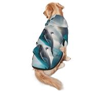 Sweat à capuche doux avec imprimé dauphin amusant qui vous regarde, pour chiens de taille moyenne à grande, chaud et respirant, facile à porter par temps froid
