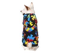 Sweat à capuche doux, confortable et respirant pour la sensibilisation à l'autisme, pièces de puzzle imprimées en forme de cœur, vêtements mignons pour chiens, chats et petits animaux de compagnie,