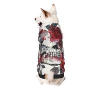 Sweat à capuche doux et confortable et respirant pour animal de compagnie imprimé tête de mort florale pour chien, chat et petits animaux de compagnie, taille XL