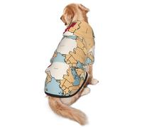 Sweat à capuche doux imprimé carte de la Turquie pour chiens de taille moyenne à grande taille, chaud et respirant, facile à porter par temps froid
