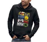 Sweat à capuche EAT SLEEP GAME REPEAT - CYCLE DE L'ADOLESCENCE - PIXEL EVOLUTION - Homme XL