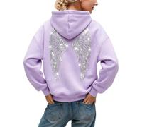 Sweat à Capuche élégant brodé de Cristaux, idéal pour Un décontracté et Con | Cardigan Sans Manche Femme Manches Rayé Asymétrique Les Strass Nuage Bohème Lin Matelassée Batterie Gothique