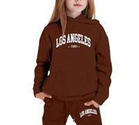 Sweat à capuche élégant pour filles avec imprimé lettre tendance, coupe confortable en coton doux pour l'école et les loisirs, disponible en plusieurs tailles de 3 à 8 ans (Brown, 9-10 Years)