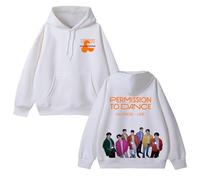 Sweat à Capuche en Coton avec Inscription Permission to Dance on Stage-Live Sweat-Shirt Unisexe à Motif Graphique Sup-Port Sport Daily(C White-Padded,L)
