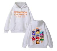 Sweat à Capuche en Coton avec Inscription Permission to Dance on Stage-Live Sweat-Shirt Unisexe à Motif Graphique Sup-Port Sport Daily(B White,M)
