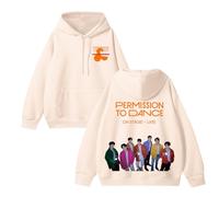 Sweat à Capuche en Coton avec Inscription Permission to Dance on Stage-Live Sweat-Shirt Unisexe à Motif Graphique Sup-Port Sport Daily(C Beige,XL)