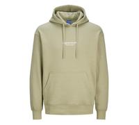 Sweat à capuche en coton mélangé beige uni à coupe droite avec petite écriture L