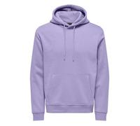 Sweat à capuche en coton mélangé lilas uni à coupe droite avec une grande poche S