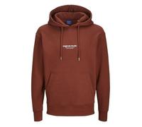 Sweat à capuche en coton mélangé rouille uni à coupe droite avec petite écriture M