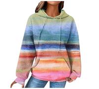 Sweat à capuche en coton pour femmes, sweat à capuche décontracté à manches longues, automne hiver, pull chaud, sweat-shirt imprimé coloré vintage avec capuche, hauts à capuche (7-Watermelon Red, XXL)