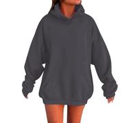 Sweat à capuche en coton pour fille - Avec poche - Décontracté - Long - Pour l'hiver - Mode - Loisirs - Léger - Pour l'école et le quotidien, Gris foncé (03), 110