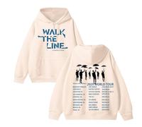 Sweat à Capuche en Coton Walk The Line 2025 Graphic Sup-Port Daily Sweat-Shirt zippé Unisexe(A Beige-Padded,L)
