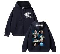 Sweat à Capuche en Coton Walk The Line 2025 Graphic Sup-Port Daily Sweat-Shirt zippé Unisexe(A Black-Padded,S)