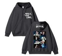 Sweat à Capuche en Coton Walk The Line 2025 Graphic Sup-Port Daily Sweat-Shirt zippé Unisexe(A Grey,S)