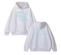 Sweat à Capuche en Coton Walk The Line 2025 Graphic Sup-Port Daily Sweat-Shirt zippé Unisexe(A White-Padded,XL)