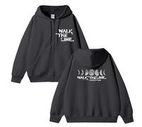 Sweat à Capuche en Coton Walk The Line 2025 Graphic Sup-Port Daily Sweat-Shirt zippé Unisexe(C Grey,XL)