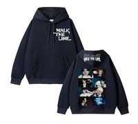 Sweat à Capuche en Coton Walk The Line 2025 Graphic Sup-Port Daily Unisex Sweatshirt(A Black,L)