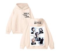 Sweat à Capuche en Coton Walk The Line 2025 Graphic Sup-Port Daily Unisex Sweatshirt(B Beige-Padded,XL)