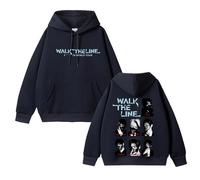 Sweat à Capuche en Coton Walk The Line 2025 Graphic Sup-Port Desire:Unleash Album Sweatshirt(A Black,2XL)
