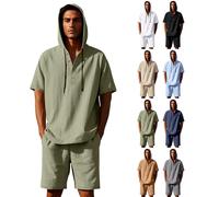 Sweat à capuche en denim Tears pour hommes, sweats à capuche surdimensionnés en lin, hauts de couleur unie, sweats à capuche à manches courtes pour hommes, chemises boutonnées pour hommes, 1, S