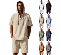 Sweat à capuche en denim Tears pour hommes, sweats à capuche surdimensionnés en lin, hauts de couleur unie, sweats à capuche à manches courtes pour hommes, chemises boutonnées pour hommes, 2, L