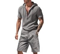 Sweat à capuche en denim Tears pour hommes, sweats à capuche surdimensionnés en lin, hauts de couleur unie, sweats à capuche à manches courtes pour hommes, chemises boutonnées pour hommes, 8, S