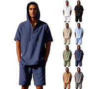 Sweat à capuche en denim Tears pour hommes, sweats à capuche surdimensionnés en lin, hauts de couleur unie, sweats à capuche à manches courtes pour hommes, chemises boutonnées pour hommes, 6, S