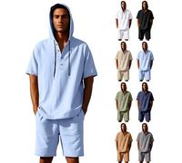 Sweat à capuche en denim Tears pour hommes, sweats à capuche surdimensionnés en lin, hauts de couleur unie, sweats à capuche à manches courtes pour hommes, chemises boutonnées pour hommes, 5, 3XL