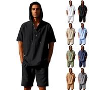 Sweat à capuche en denim Tears pour hommes, sweats à capuche surdimensionnés en lin, hauts de couleur unie, sweats à capuche à manches courtes pour hommes, chemises boutonnées pour hommes, 7, XL