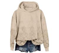 Sweat à capuche en dentelle pour femme - Élégant - Polaire douce - Surdimensionné - Automne - Hiver - Athleisure - Streetwear - Sweat à capuche pour femmes et adolescentes, kaki, M