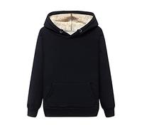 Sweat à capuche en peluche pour femme - Veste pelucheuse - Sweat épais doublé en velours - Col rond - Manches longues - Doux et chaud - Vêtements chauds pour l'hiver, Noir , XL