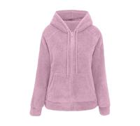 Sweat à capuche en polaire 2026 avec poches avant entièrement zippées. Pull d'hiver doux et chaud. Vêtements d'extérieur décontractés et confortables pour un usage quotidien., Rose clair, XXL