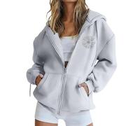 Sweat à capuche en polaire à fermeture éclair intégrale pour femme - Vêtements d'hiver tendance - Veste unie - Confortable - Toucher doux - Aspect tendance - Grandes poches - Coupe décontractée - Pull