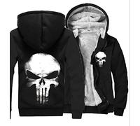 Sweat à Capuche en Polaire à Fermeture éclair pour Homme, imprimé tête de Mort, Pull Polaire d'hiver, Sweat-Shirts à Manches Longues, Pulls zippés, Veste décontractée, Automne,C-L