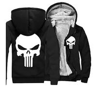 Sweat à Capuche en Polaire à Fermeture éclair pour Homme, imprimé tête de Mort, Pull Polaire d'hiver, Sweat-Shirts à Manches Longues, Pulls zippés, Veste décontractée, Automne,G-XL