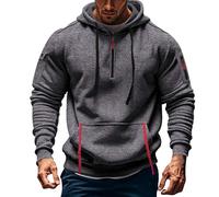 Sweat à capuche en polaire avec demi-fermeture éclair 1/4 pour homme - Pull à capuche à manches longues avec poches - Sweat à capuche chaud pour l'hiver - Sweat tactique d'extérieur coupe-vent