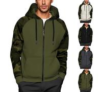 Sweat à capuche en polaire avec fermeture éclair intégrale pour homme - Tendance et confortable - Sweat à capuche décontracté à manches longues - Pull d'hiver chaud à fermeture éclair - Vêtements
