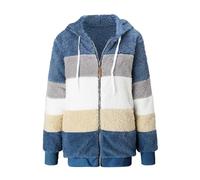 Sweat à capuche en polaire avec fermeture éclair pour femme - Grande taille - Manteaux d'hiver - Manteau d'hiver pour femme - Chemises en polaire - Vêtements d'extérieur - Cardigan, bleu, XXL