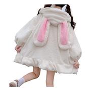 Sweat à capuche en polaire avec oreilles de lapin - Pour l'automne et l'hiver - Avec cordon de serrage - Pour Halloween - Cosplay - Cardigan japonais